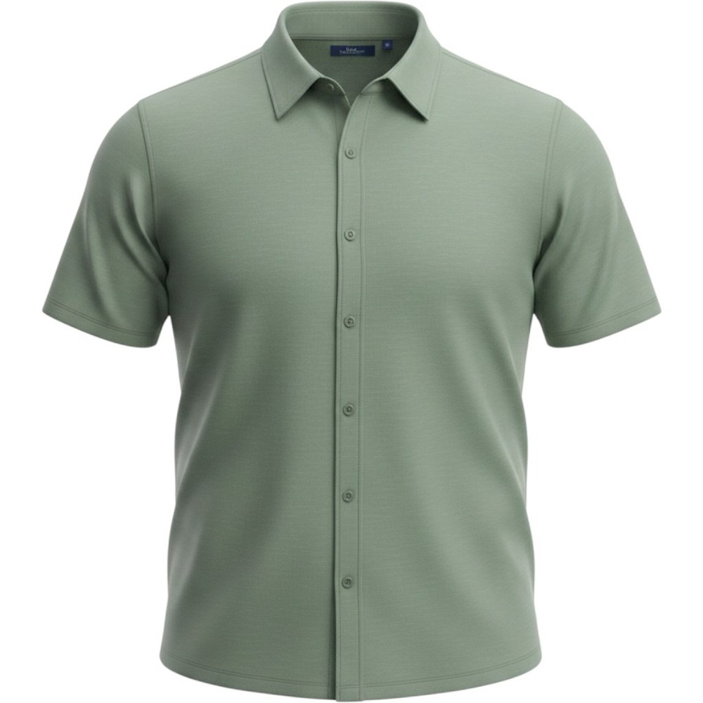 GEORGE Knit Button Down Collared Men's Shirt Size 2XL 50-52 Faded Spruce